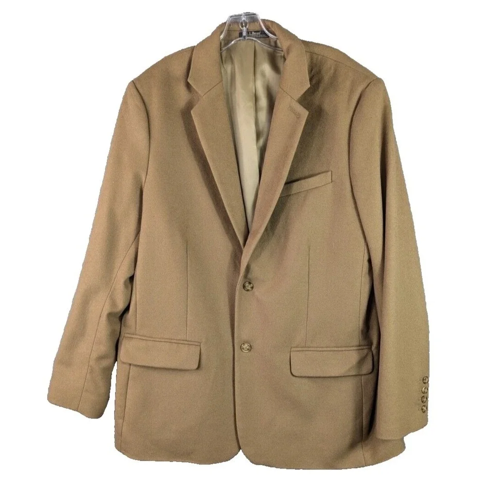 LL Bean Sport Coat Mens‎ 44T Brown Wool Cashmere Jacket Preppy Classic Blazer